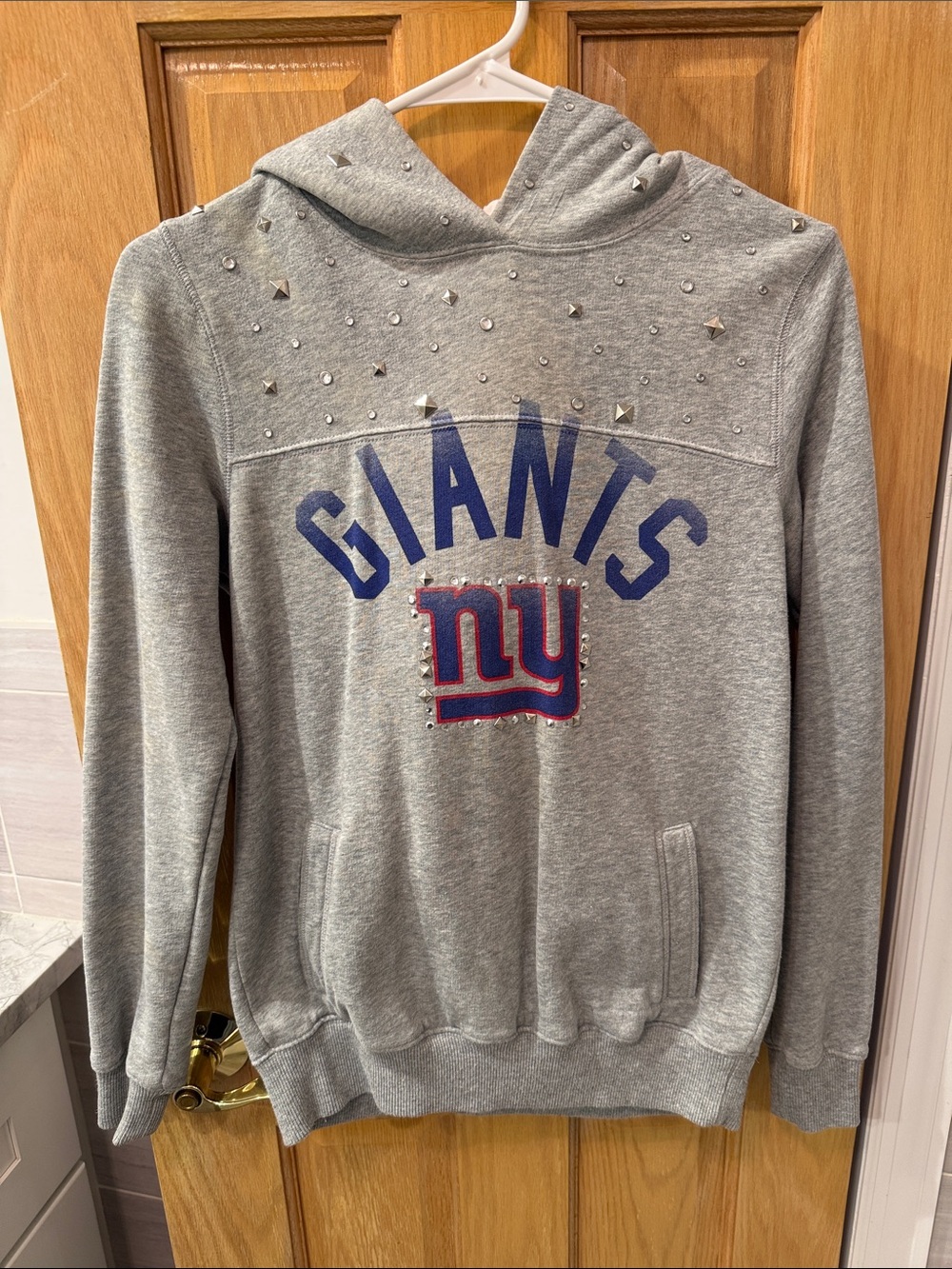 PINK Victoria's Secret Gray New York Giants Studded Hoodie